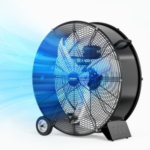 ROVSUN 24" Heavy Duty Drum Fan, 9500CFM High Velocity Industria Fan, 3-Speed Metal Floor Fan with Handle, Air Circulator for Gym, Barn, Shop, Garage - 1 of 4