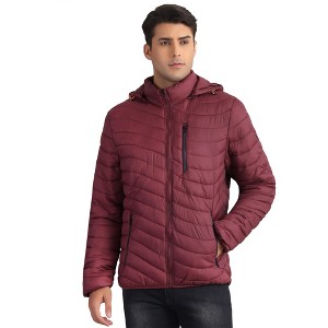 Lars Amadeus Men's Winter Zipper Padded Detachable Hooded Warm Puffer Jackets - 1 of 4