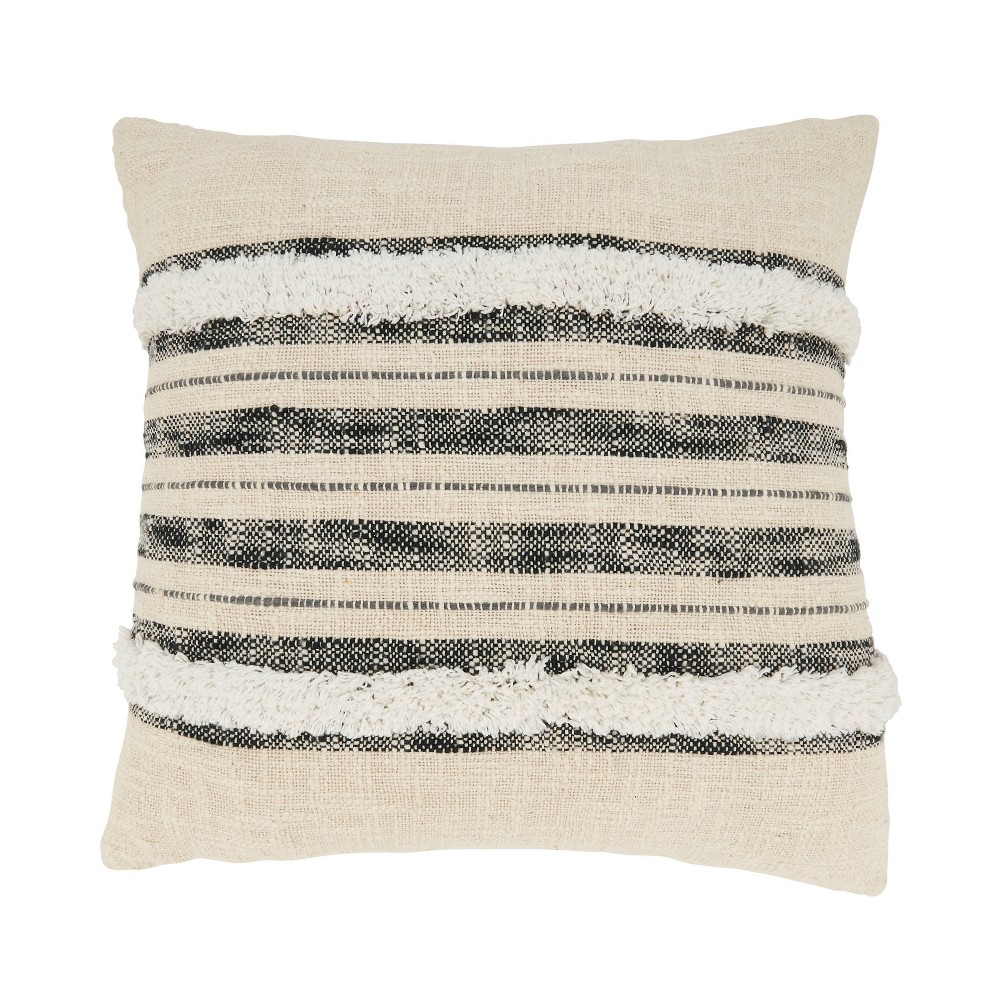 Photos - Pillow 18"x18" Textured Striped Tufted Poly Filled Square Throw  - Saro Lif