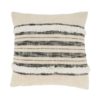 18"x18" Textured Striped Tufted Down Filled Square Throw Pillow - Saro Lifestyle