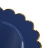 50 Pack Navy Blue Plastic Plates for Party, 9 Inch Disposable for Party Supplies, Wedding, Gold Foil Scalloped Edges - 3 of 4