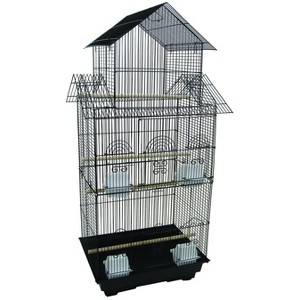 YML A6844 3/8 inches Bar Spacing Tall Pagoda Top Small Bird Cage Black 18 inches x 14 inches - 1 of 1