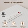 Bestier 42'' L-Shaped Gaming Desk: Power Outlets, LED Light, Reversible Shelves, Headset Hooks & USB Charging - Carbon Fiber White - 3 of 4