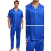 INSPIRE CHIC Men's Satin Nightwear Short Sleeve Shirt Sleep Shorts Casual Pajamas Set 2 Pieces - 4 of 4