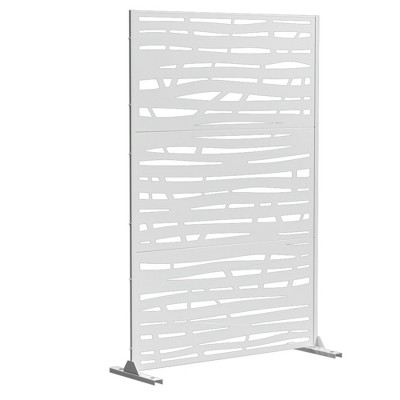 Dovelina Metal Outdoor Privacy Screen Freestanding Garden Privacy Screen - 72"x47", White, Jungle