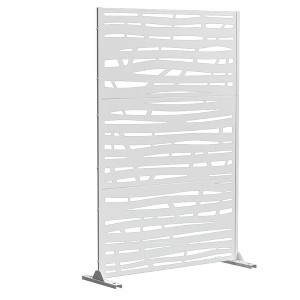 Dovelina Metal Outdoor Privacy Screen Freestanding Garden Privacy Screen - 72"x47", White, Jungle - 1 of 4