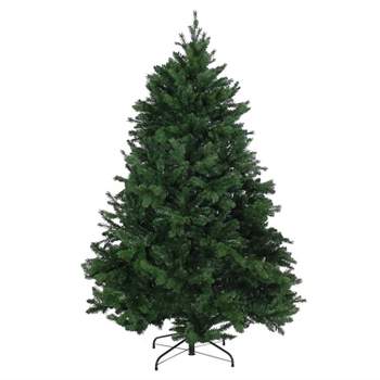 Sunnydaze Indoor Artificial Unlit Majestic Pine Full Christmas Tree with Metal Stand and Hinged Branches - 6' - Green