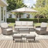Belord Patio Furniture Set, All Weather Gray Wicker Outdoor Conversation Set with Patio Couch, Swivel Patio Rocker, High Back and 4" Thick Cushions - 2 of 4