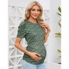 Clearlove Maternity Casual Shirts Women's Puff Short Sleeve T-Shirt Pregnancy Striped Ruched Side Tunic Top - 4 of 4