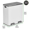 mDesign Metal Steel 60-Liter Large Dual Compartment Step Trash Can - White - 3 of 4