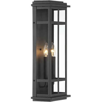 Metrix 20" Black Rectangular Outdoor Wall Light with Clear Glass