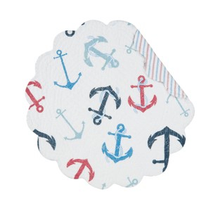 C&F Home Anchors Away Cotton Quilted Round Reversible Placemats Set of 6, 17" - 1 of 4