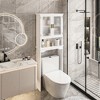 VECELO Over the Toilet Storage Cabinet, Bathroom Organizer with Double Tempered Glass Doors & Anti-Tip Device, Adjustable Shelf, White - 4 of 4