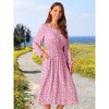 Seta T Women's Fall Casual Long Sleeve V Neck Midi Floral Boho Flowy Dress - 2 of 4