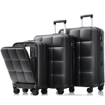 YONWAY 3 Piece Luggage Set, with Spinner Wheels & Cup Holder, ABS Hardshell Suitcase Sets, 20/24/28 Inch