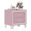 INFURNIC Nightstands Mid Century Vintage Velvet Nightstand with Silver Glitter Strip and Metal Legs for Bedroom, Pink, 21.8"*15.9"*21.7" - 2 of 4