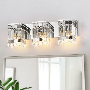 Rennnsan Denvra 19" W Hardwired 3 - Light Beaded Glass Modern Glam Dimmable Wall Sconce Vanity Light in Silver - 1 of 4