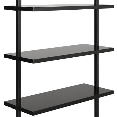 Theo Matte Black 6-Shelf Wood Ladder Bookcase