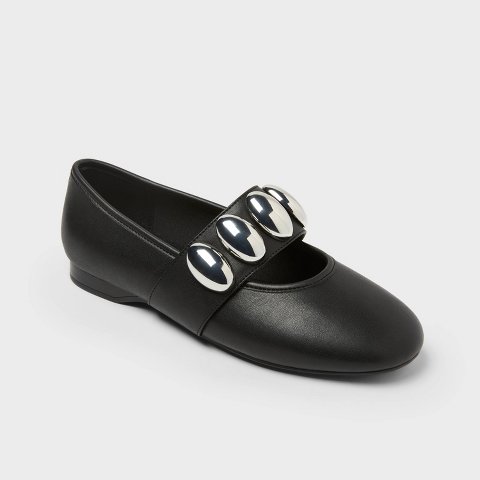 Обувь A New Day Women’s Genevieve Oversized Dome Stud Mary Jane Flats with Memory Foam Insole – A New day™ Black 5