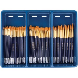 Royal & Langnickel Waterproof Standard Golden Taklon Hardwood Handle Paint Brush Combo Pack, Assorted Size, Blue, Set of 144 - 1 of 2