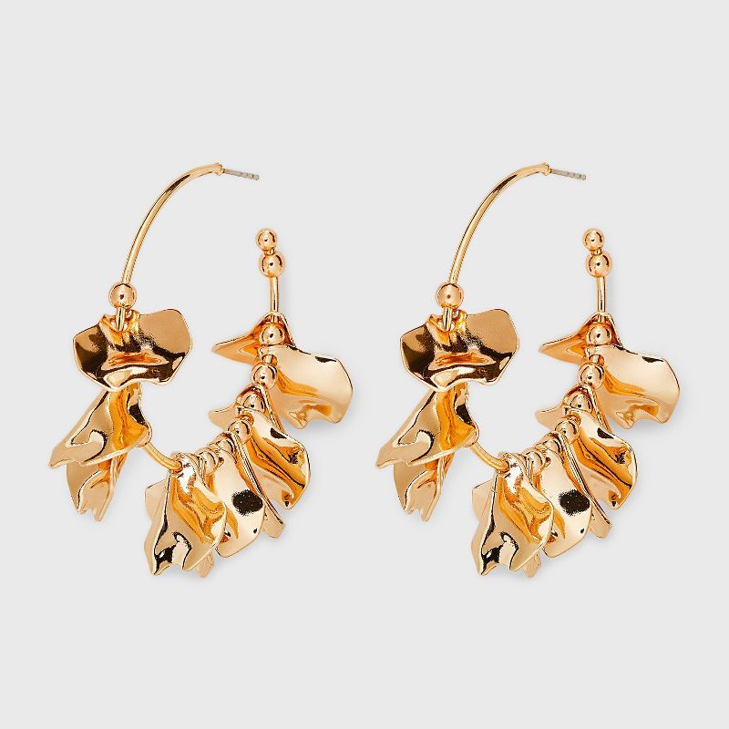Hoop Petals Cluster Bottom Earrings - A New Day&#8482; Gold, 1 of 5