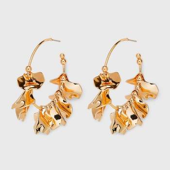 Hoop Petals Cluster Bottom Earrings - A New Day™ Gold