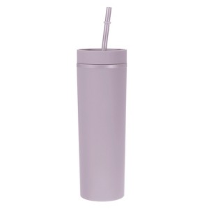 Unique Bargains Skinny Tumbler with Lids and Straws 16 OZ - 1 of 4