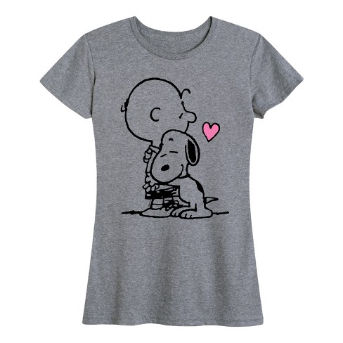 Women's - Peanuts - Snoopy and Charlie Brown Hug with Heart Short Sleeve Graphic T-Shirt - image 1 of 4