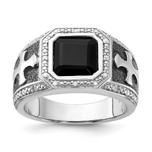 Black Bow Jewelry Black Onyx & Diamond Octagon & Cross Tapered Ring in Sterling Silver - 1 of 4