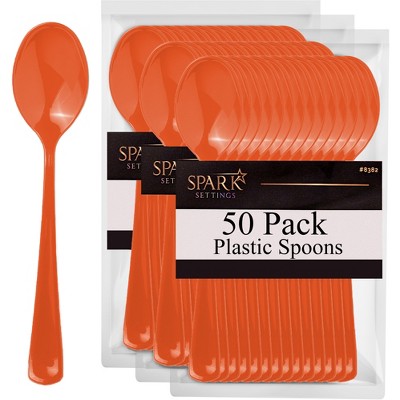 Plastic Spoons Disposable 50 Pack, Heavy Duty Plastic Silverware, Plastic Cutlery Ideal for Hot and Cold Food, Plastic Utensils - SparkSettings