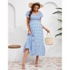Clearlove Women's Summer Casual Short Sleeve Square Collar Elegant Hem Floral Dress - 2 of 4