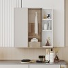 Multi-Function Mirror Cabinet, Wall Cabinet For Bathroom With Smooth Sliding Door Design, Medicine Cabinet Mirror Recessed-Cuddlewood - 3 of 4