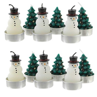 Christmas 2.5" Snowman & Tree T-Lights Votive Min Glitter  -  Flame Candles