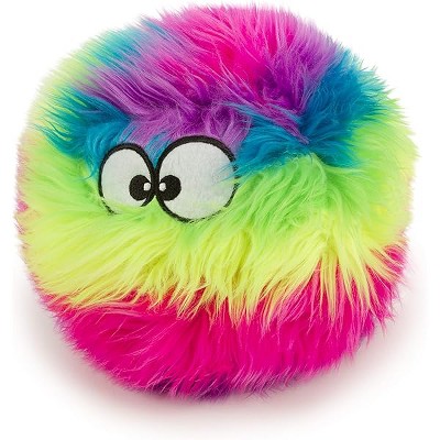 goDog Furballz Squeaky Plush Ball Dog Toy, Chew Guard Technology - Rainbow, Large