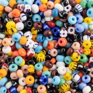 John Bead Czech Glass Seed Beads 6/0 (500g) Opaque Stripes Multicolored - 1 of 2