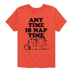 Boys' - Garfield - Any Time Is Nap Time Short Sleeve Graphic T-Shirt - 1 of 4
