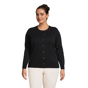 Lands' End Women's Fine Gauge Cotton Cardigan Sweater - 1 of 4