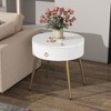 CAVINAS Coffee Tables for Living Room Round Nesting Coffee Table Set of 2 Golden Iron Frame Table Set with Marble Grain Table - 2 of 4