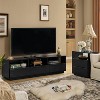 HDZNVF 63 inch Mid Century Modern TV Stand for TVs up to 75 inch, Black - 3 of 4