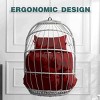 Outdoor Egg Swing Chair PE Rattan Hanging Chair with Cushion Folding Hammock Basket Chair with Metal Chain for Patio Balcony Garden -The Pop Home - 3 of 4