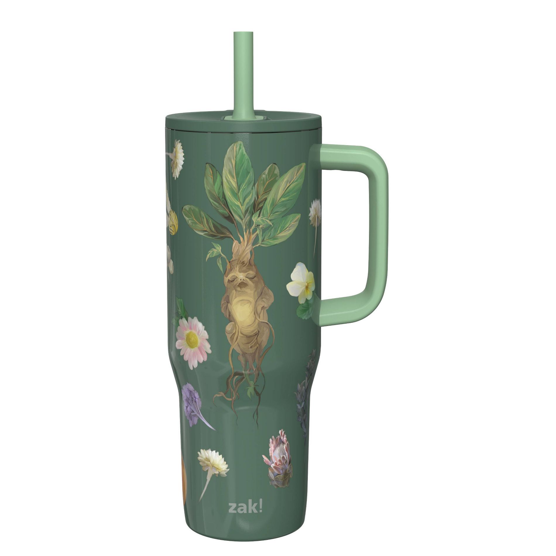 Zak Designs 30oz Stainless Steel Vacuum Sutton Slim Straw Tumbler with Handle