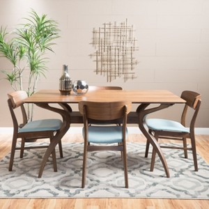 Christopher Knight Home Fausett Mid Century Modern Fabric Upholstered Wood 5 Piece Dining Set - 1 of 4