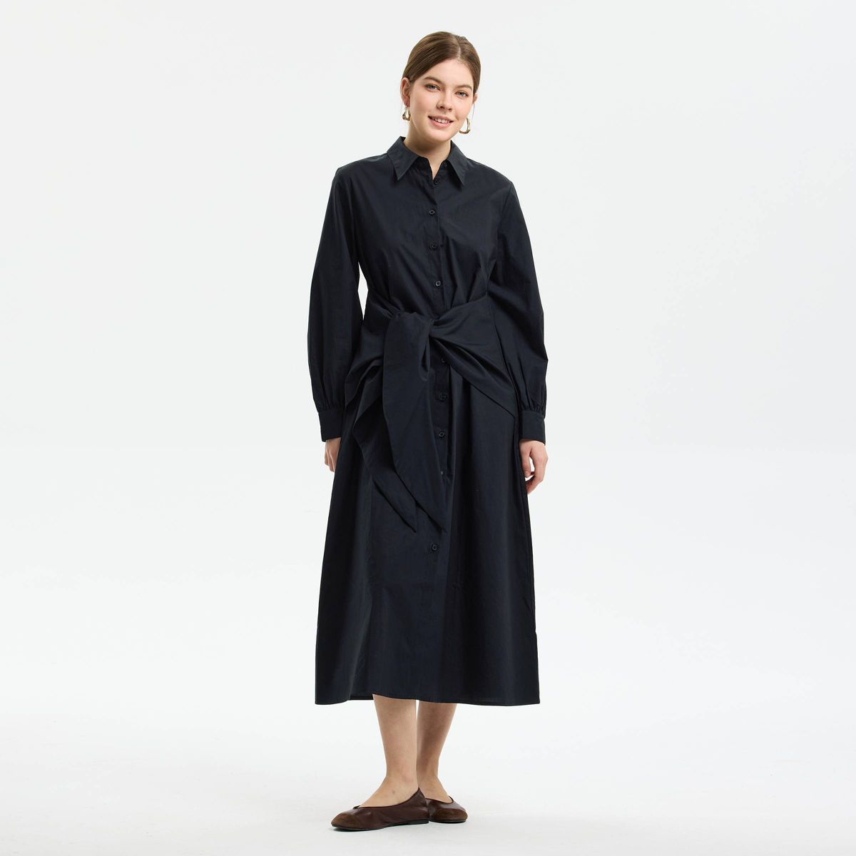 Women's Long Sleeve Front Belted Maxi Shirtdress - Universal Thread™