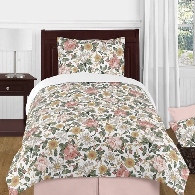 4pc Twin Vintage Floral Bedding Set Green/Pink - Sweet Jojo Designs