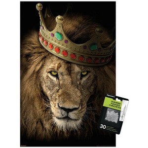Trends International Reinders: Animals - Lion Boss Crown Unframed Wall Poster Prints - 1 of 4