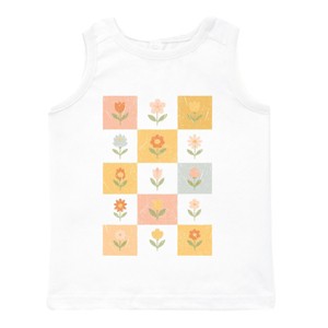 The Juniper Shop Checkered Floral Chart Toddler Tank - 2T - White - 1 of 4