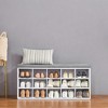 Shoe Rack Bench with Cushion, 41.3''W Entryway 15 Compartments Storage Bench - 4 of 4
