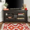 Modern 2 Glass Door Corner TV Stand for TVs up to 50" Black - Saracina Home: Media Console with Cable Management - 3 of 4