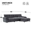 104 Inch L-Shaped Sectional Sofa with Ottoman, Sofa with Charging Ports and Side Pockets, Chenille Sofa with Wood Frame-Coolbibila - 4 of 4