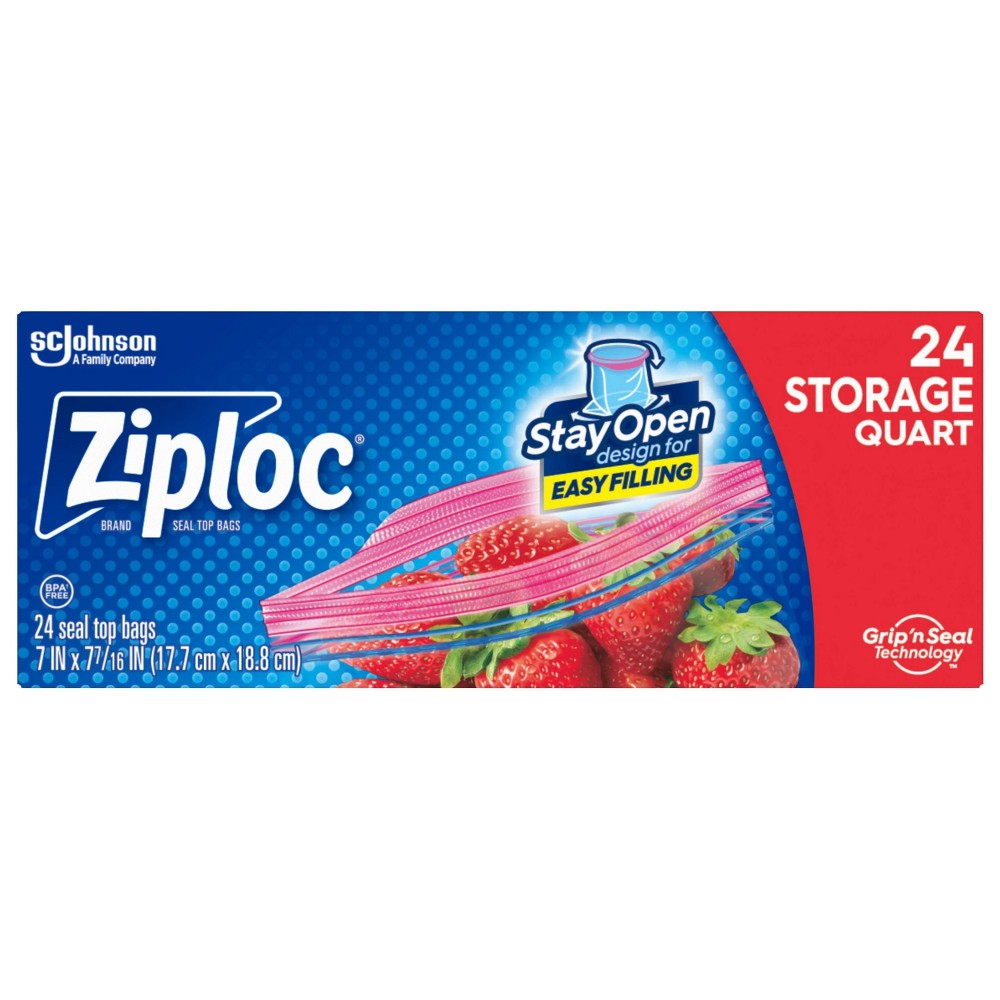 UPC 025700003304 product image for Ziploc Storage Quart Bags - 24ct | upcitemdb.com